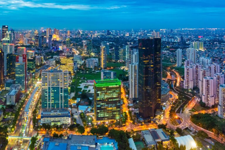 Jakarta skyline at dusk