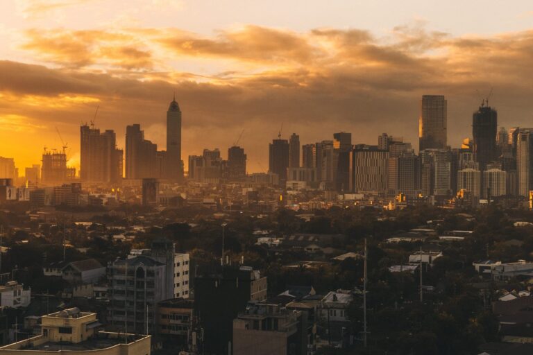 Manila city skyline at dusk